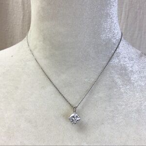 Express Square cut Rhinestone Solitaire Pendant Necklace